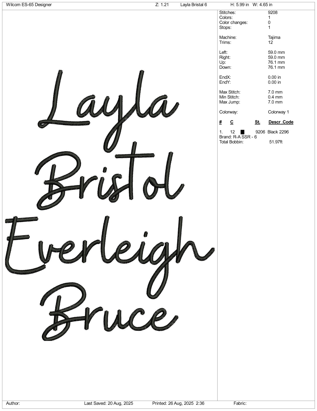 Layla Bristol Embroidery Files - 3 Size's