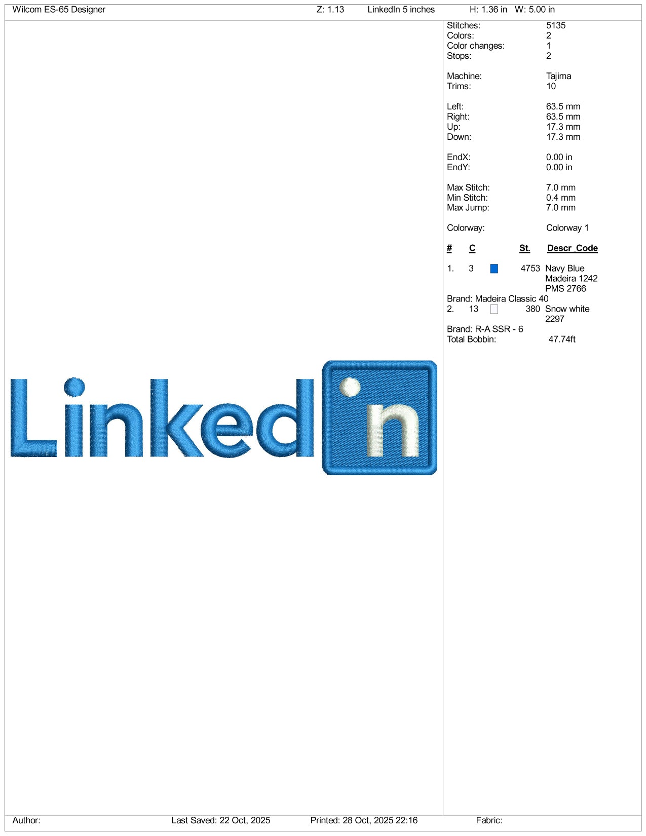 Linkedin Logo Embroidery Design Files - 3 Size's