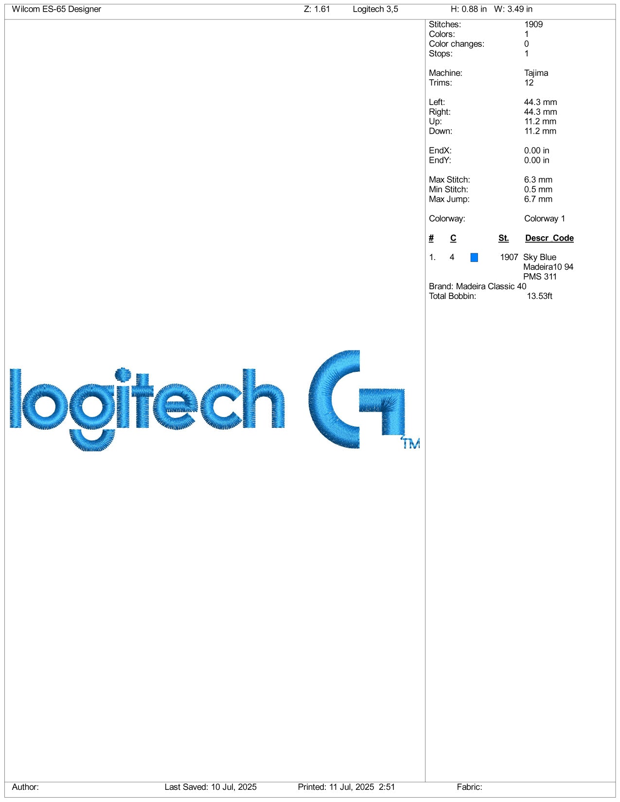 Logitech Logo Embroidery Design Files - 3 Size's