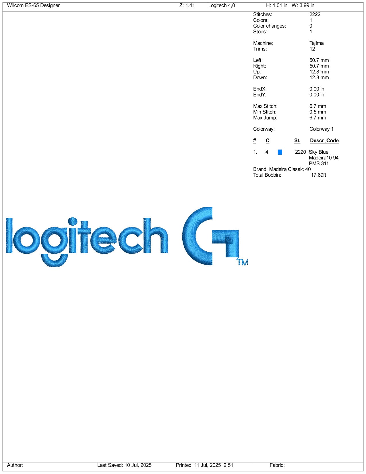 Logitech Logo Embroidery Design Files - 3 Size's