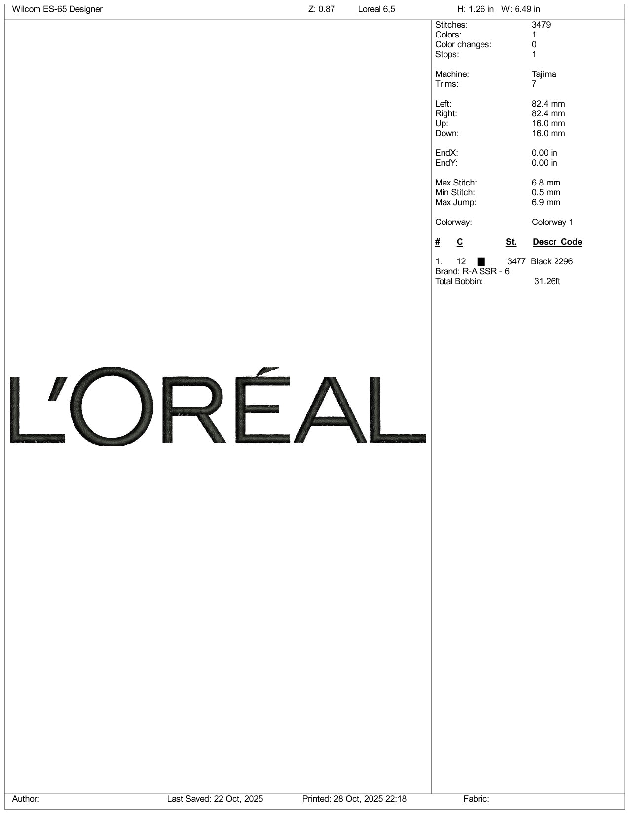Loreal Logo Embroidery Design Files - 4 Size's
