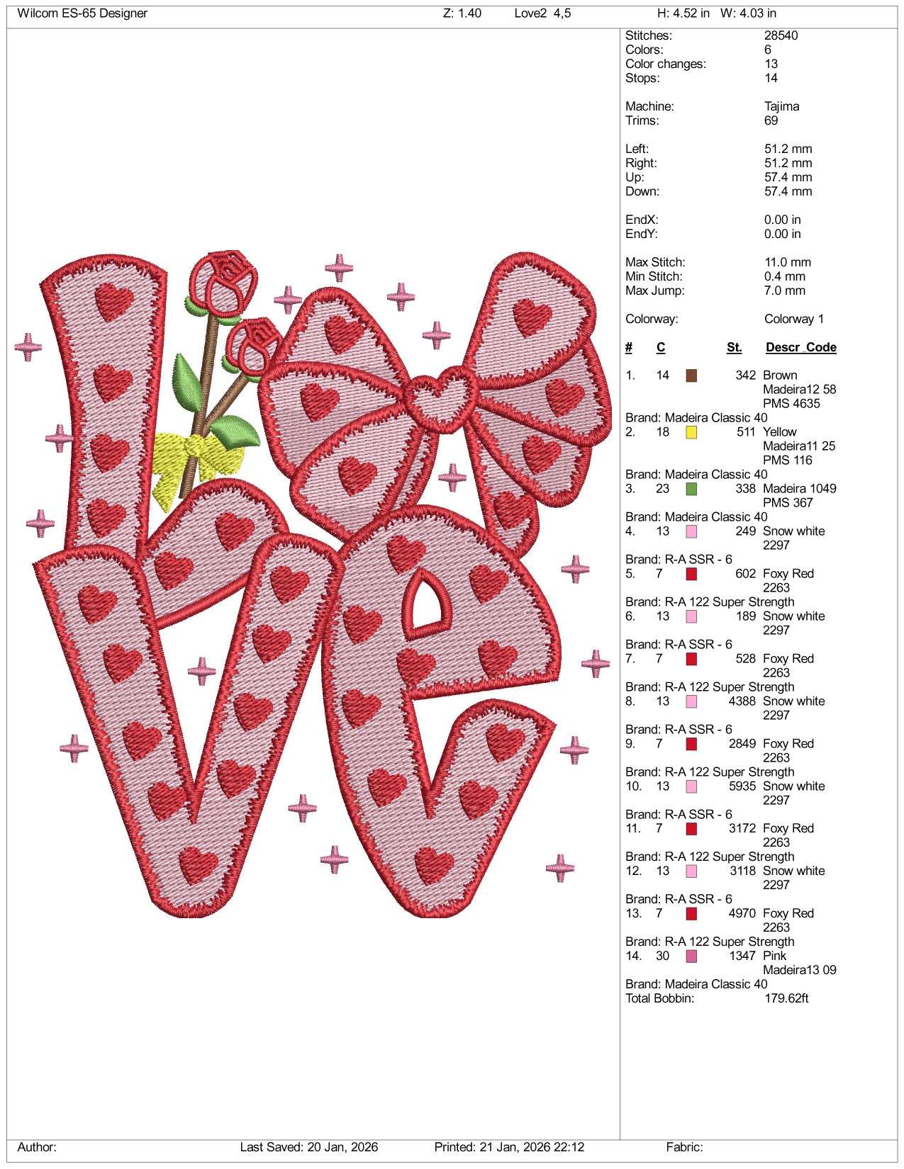 Love Hearts Valentine Embroidery Design Files - 5 Size's