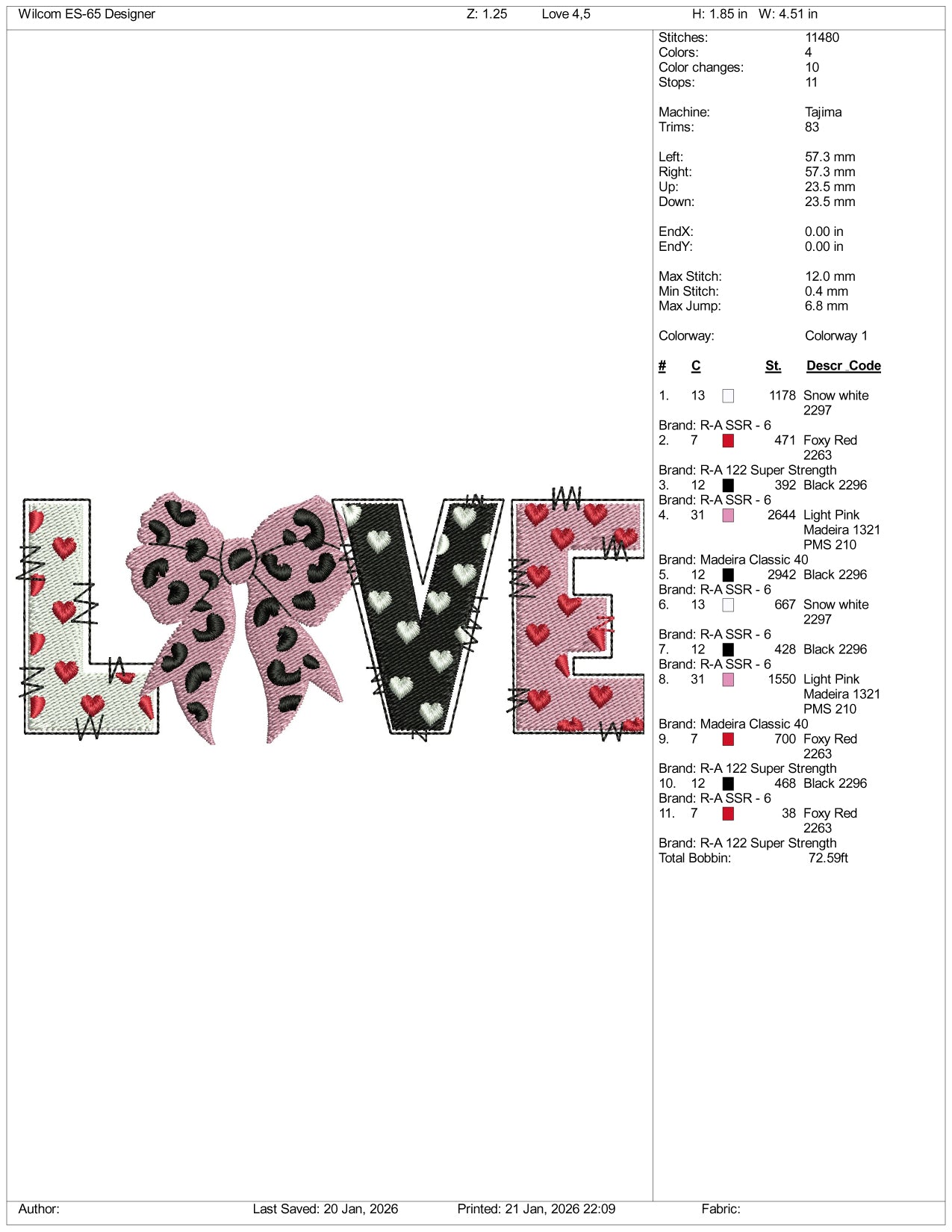 Love Ribbon Embroidery Design Files - 4 Size's
