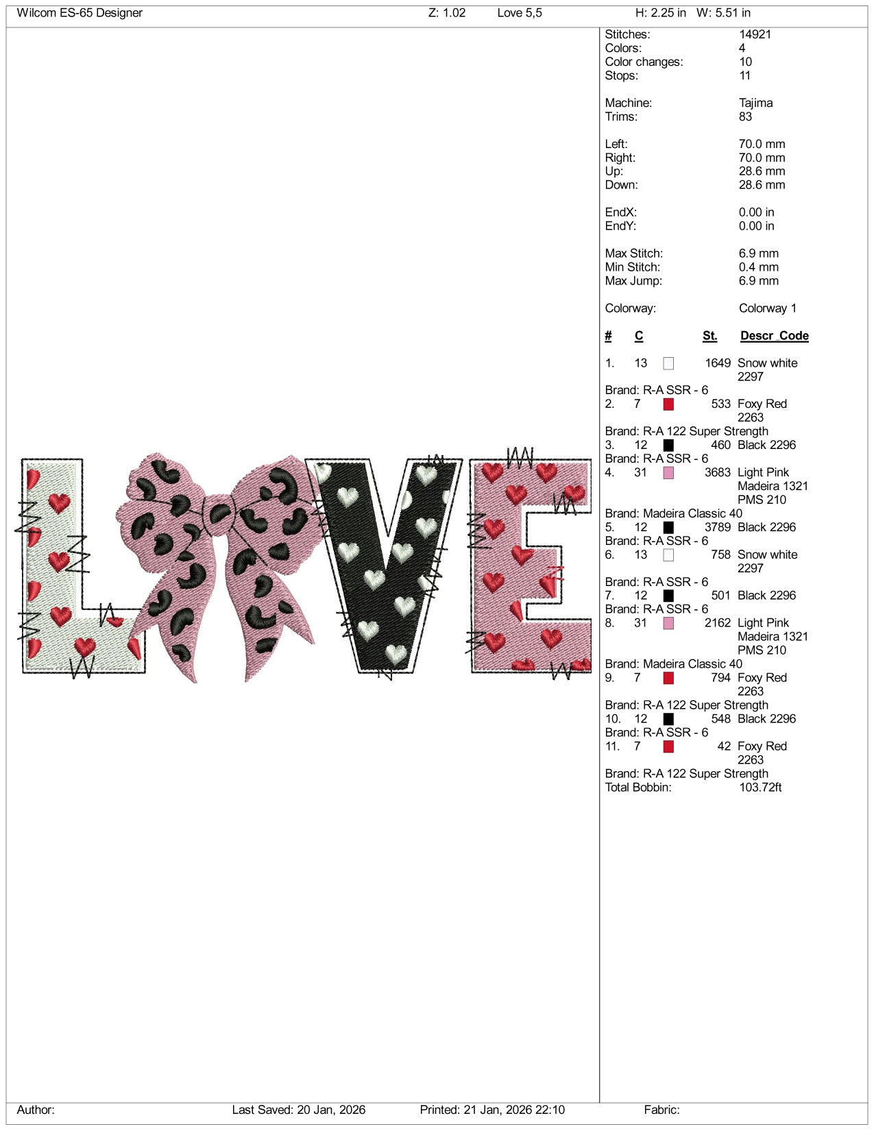 Love Ribbon Embroidery Design Files - 4 Size's