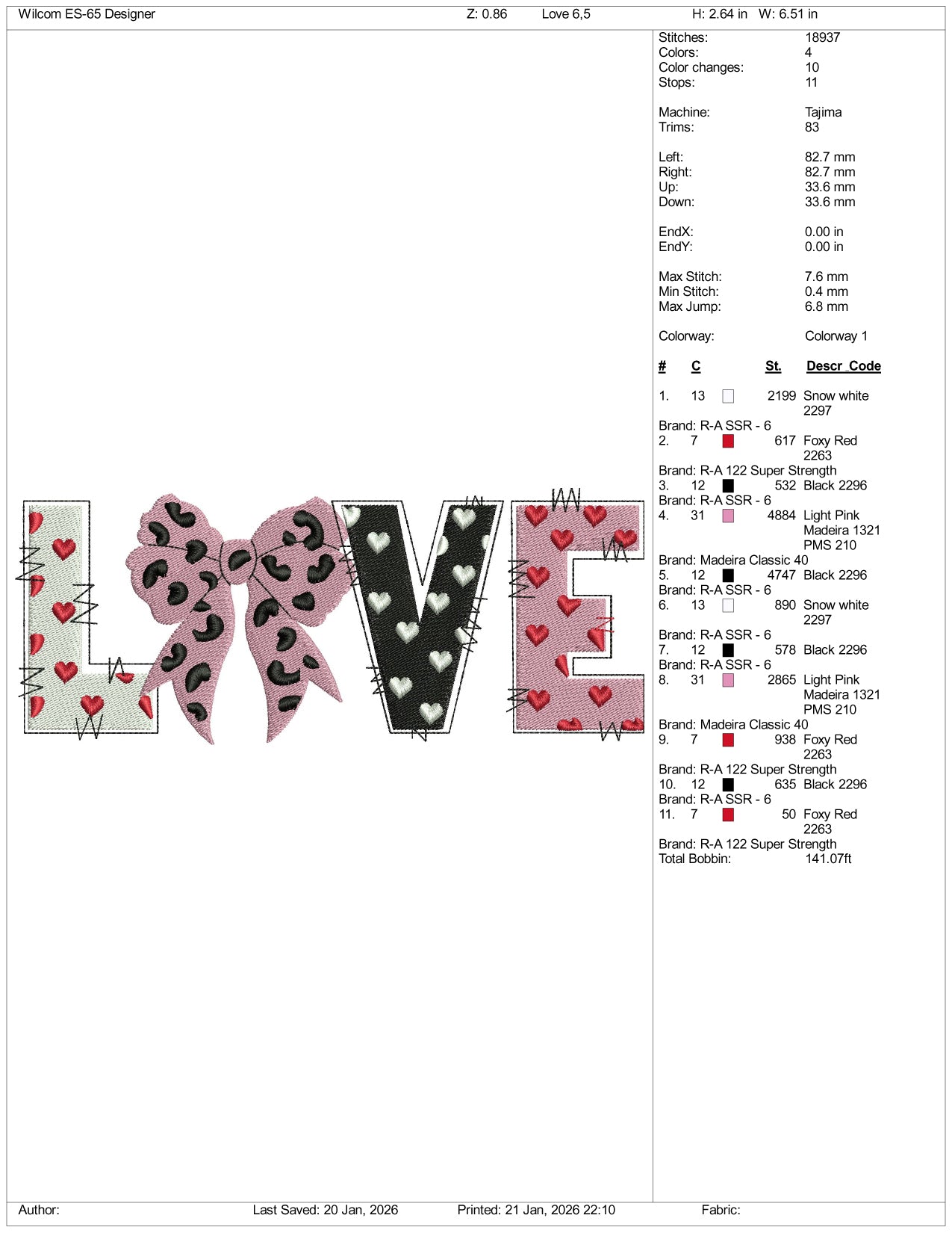 Love Ribbon Embroidery Design Files - 4 Size's