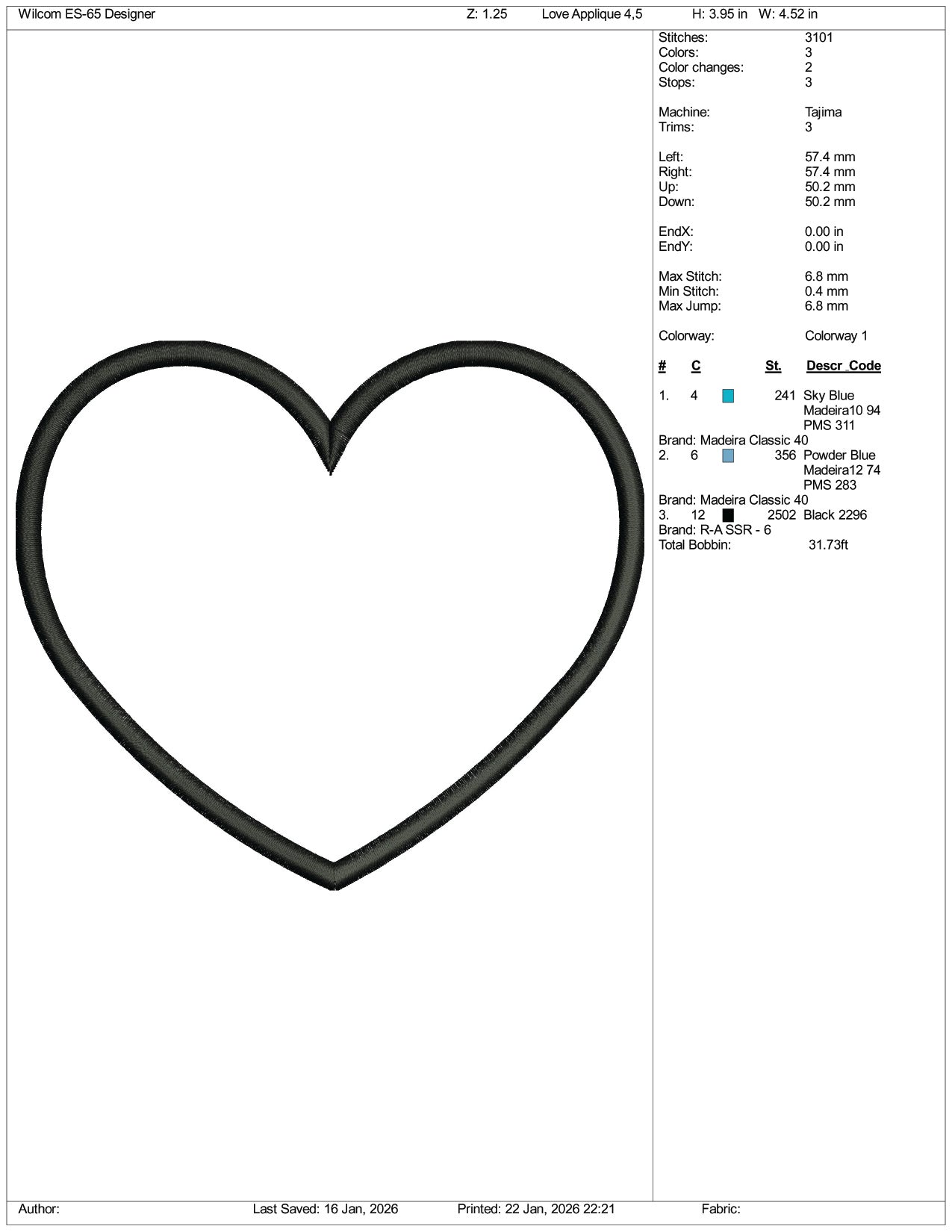 Heart Shape Embroidery Design Files - 5 Size's