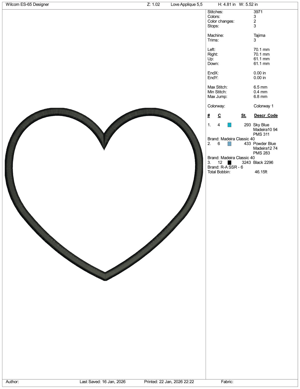 Heart Shape Embroidery Design Files - 5 Size's