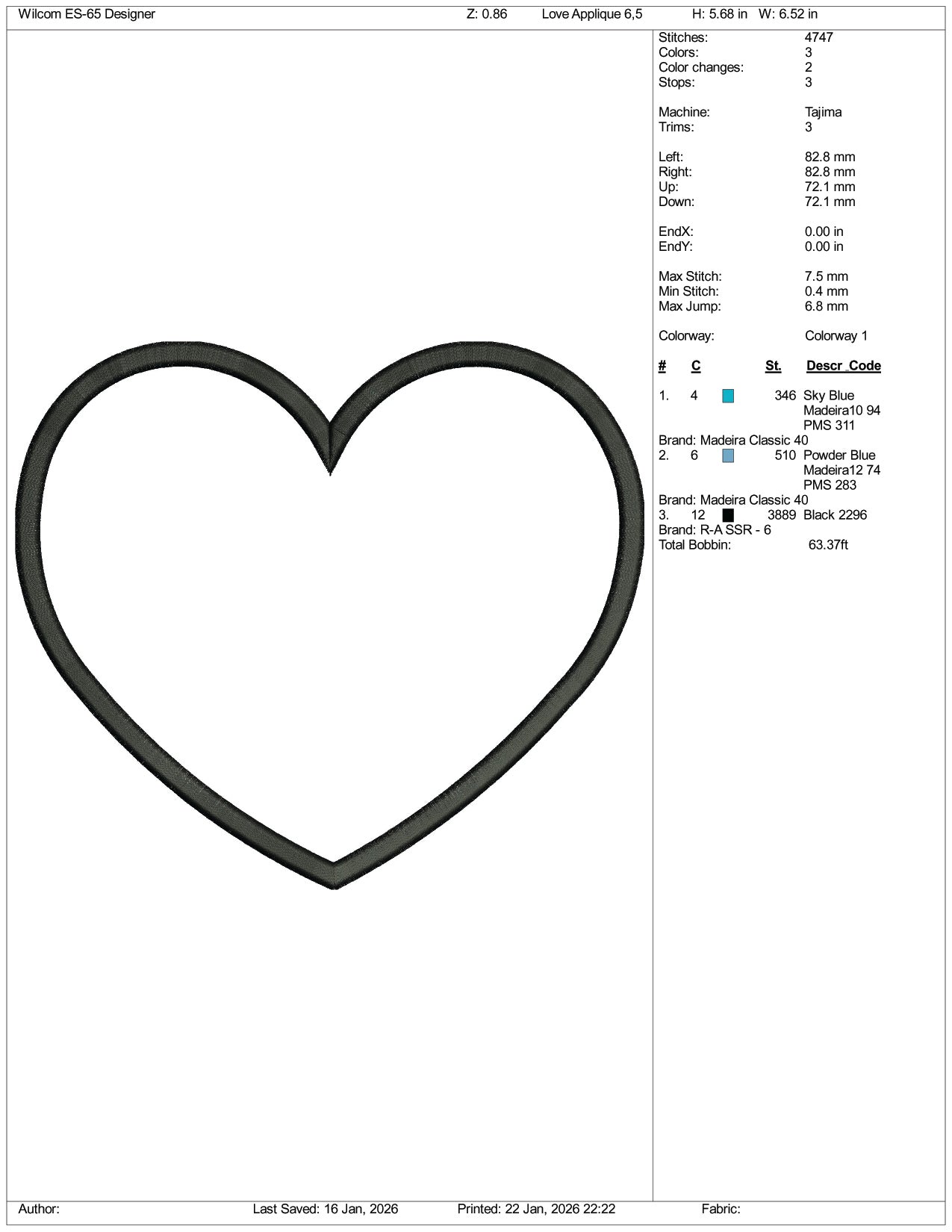 Heart Shape Embroidery Design Files - 5 Size's