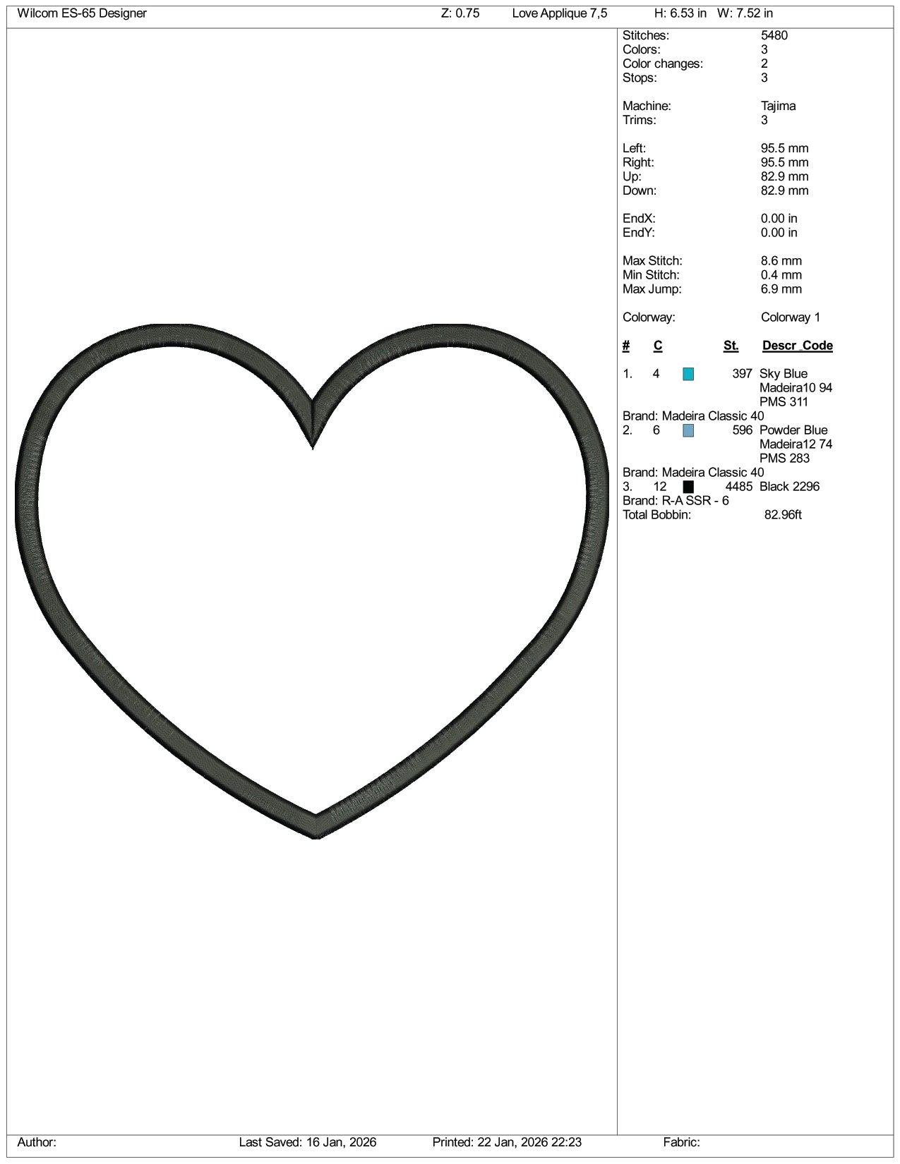 Heart Shape Embroidery Design Files - 5 Size's