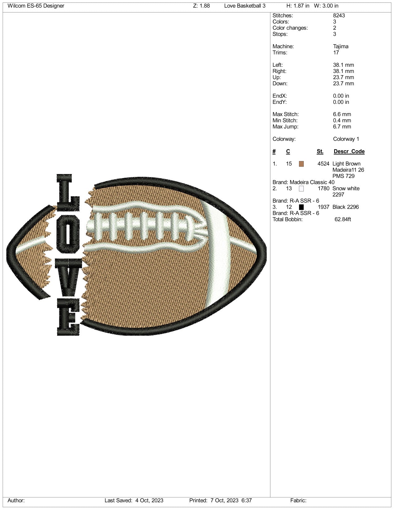 Football Love Embroidery Design Files - 3 Size's