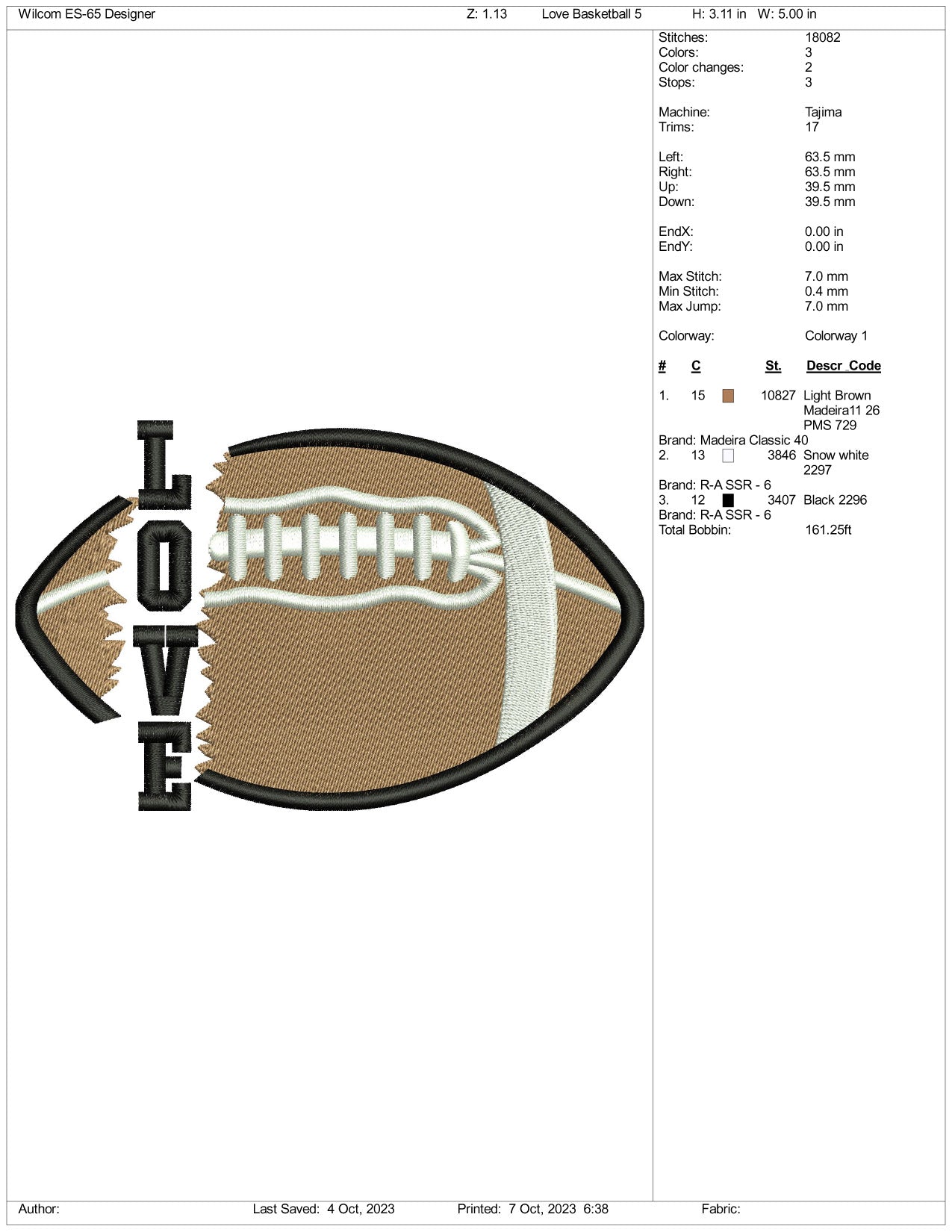 Football Love Embroidery Design Files - 3 Size's