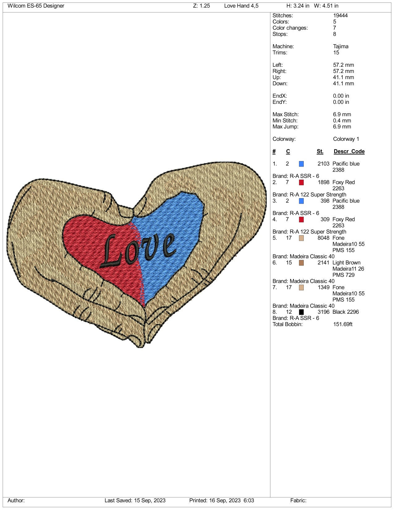 Love Hands Embroidery Design Files - 3 Size's