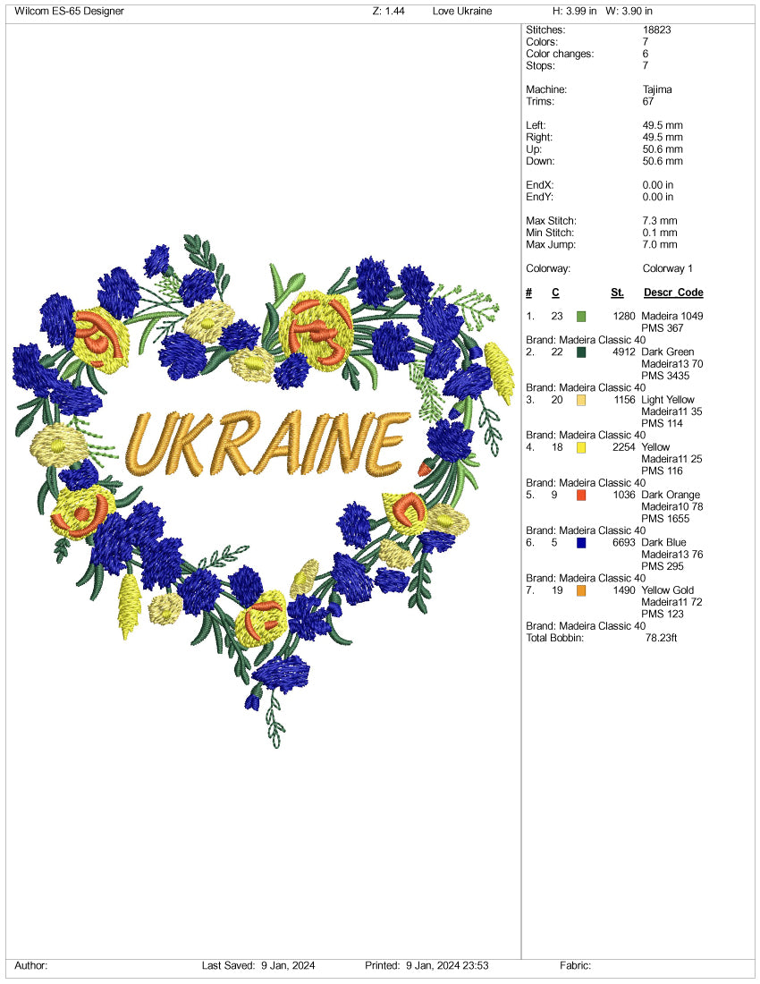 Ukraine Embroidery Design Files - 3 Size's