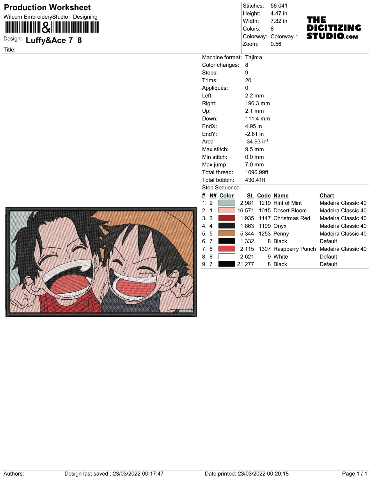 Luffy & Ace Embroidery Design Files - 3 Size's