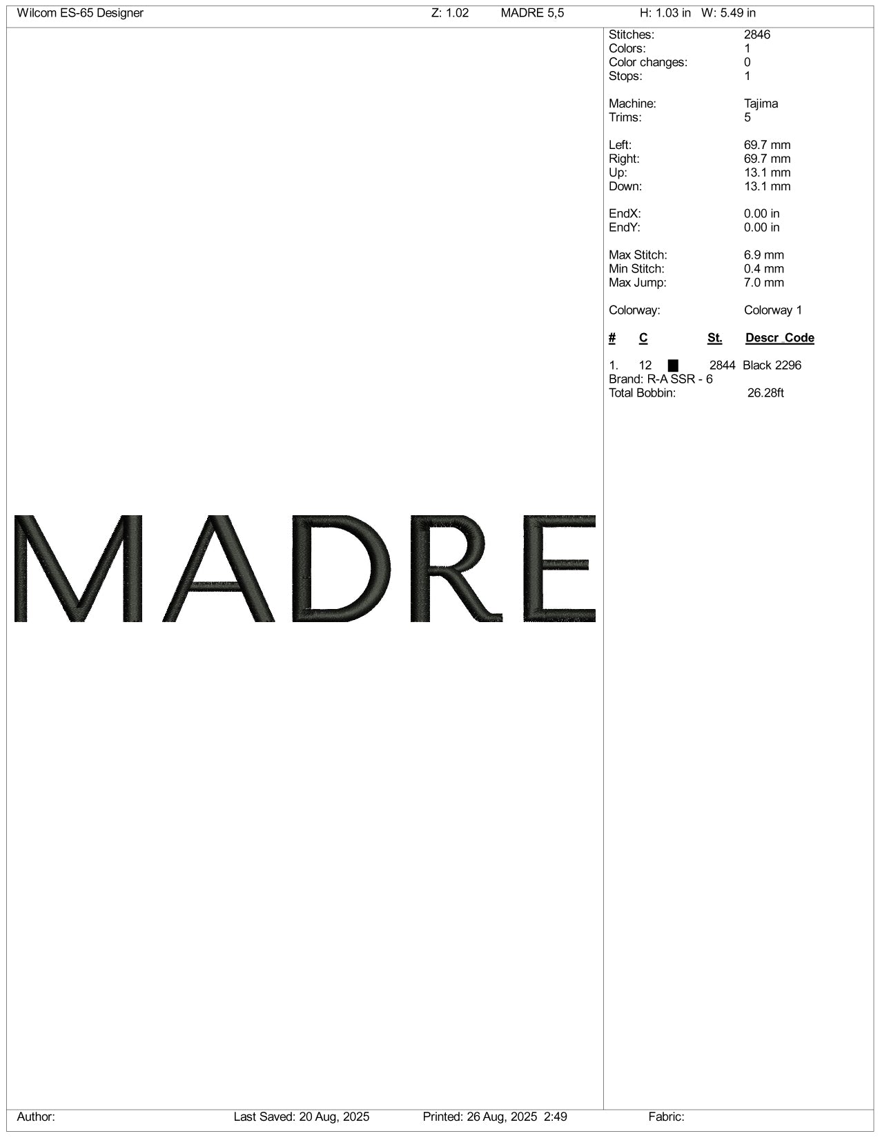 Madre Embroidery Files - 3 Size's