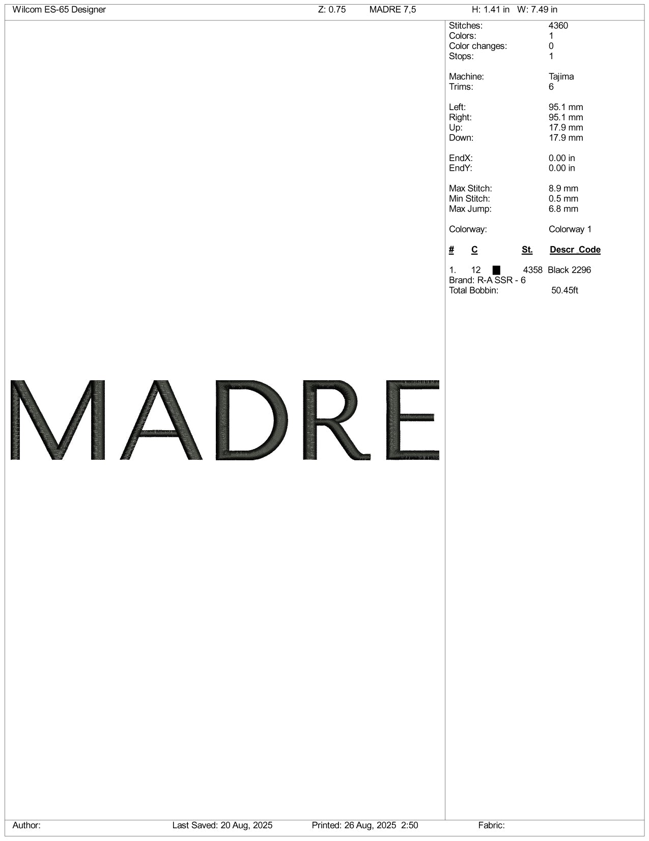 Madre Embroidery Files - 3 Size's