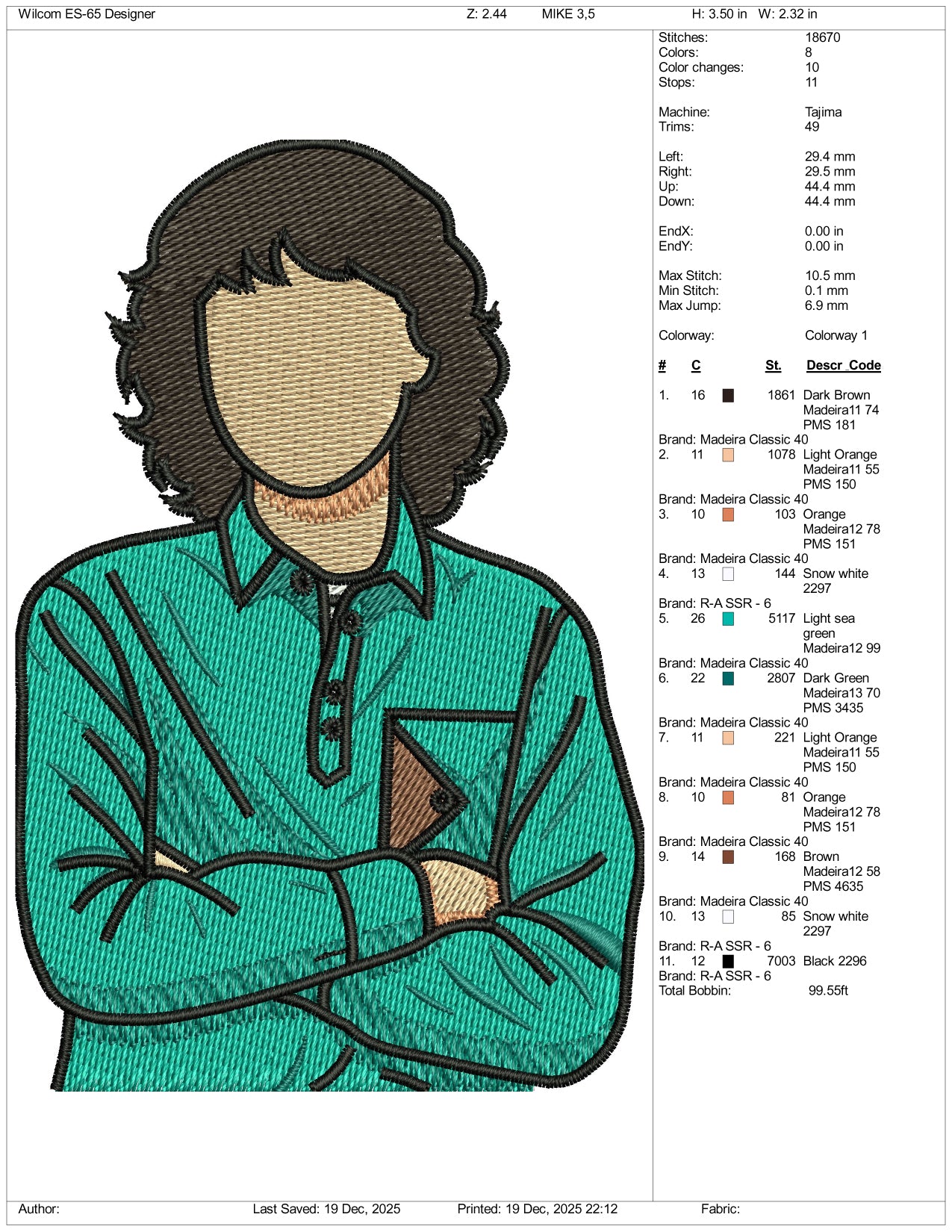 Mike Wheeler Embroidery Design Files - 3 Size's