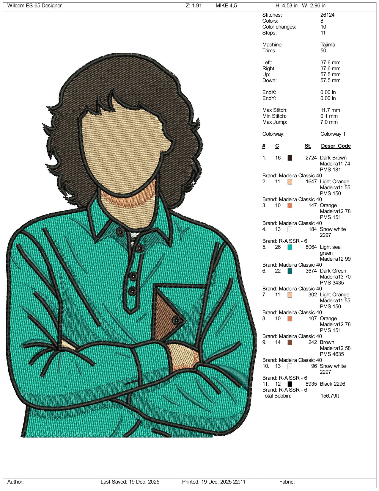 Mike Wheeler Embroidery Design Files - 3 Size's