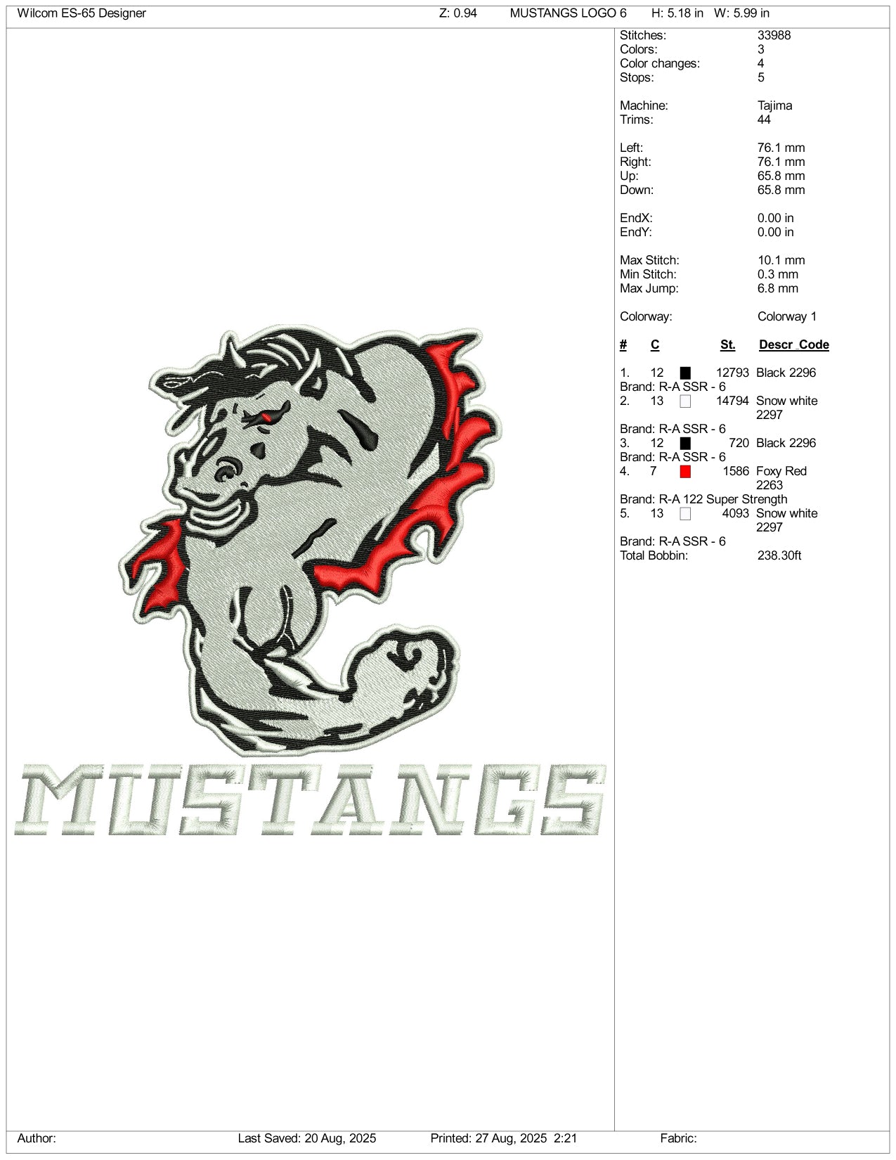 Mustangs Horse Embroidery Files - 3 Size's