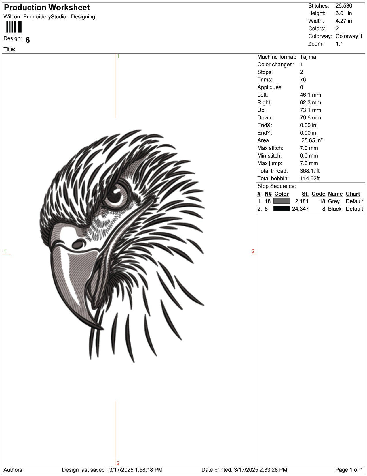 Majestic EagleEmbroidery Design Files - 9 Size's