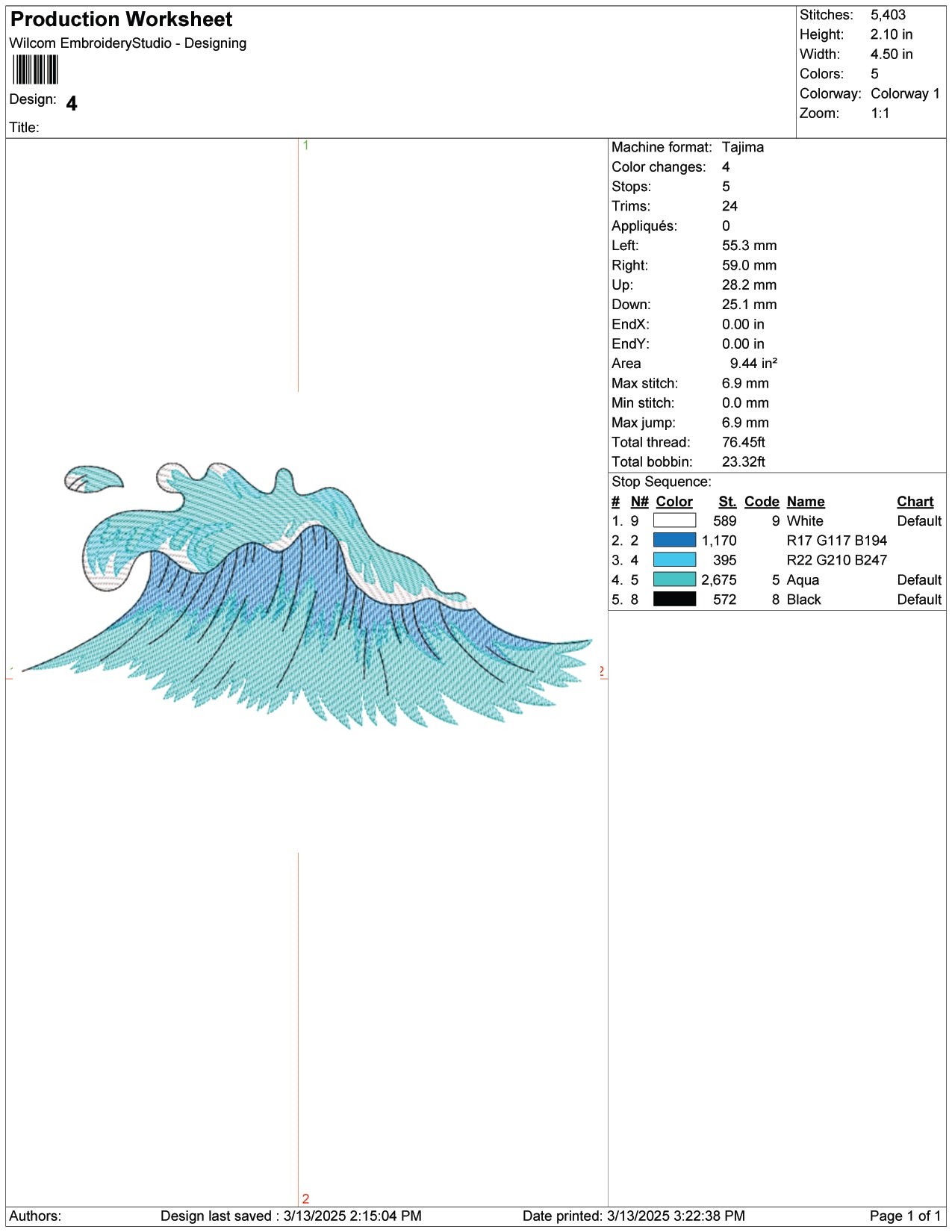 Majestic Ocean Wave Embroidery Design Files - 9 Size's