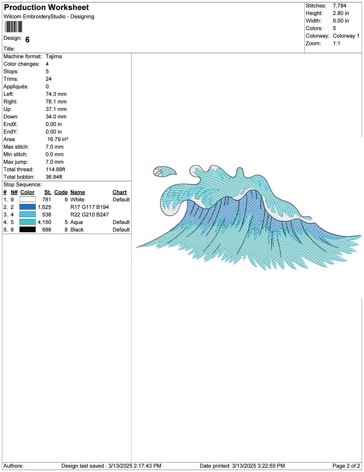 Majestic Ocean Wave Embroidery Design Files - 9 Size's