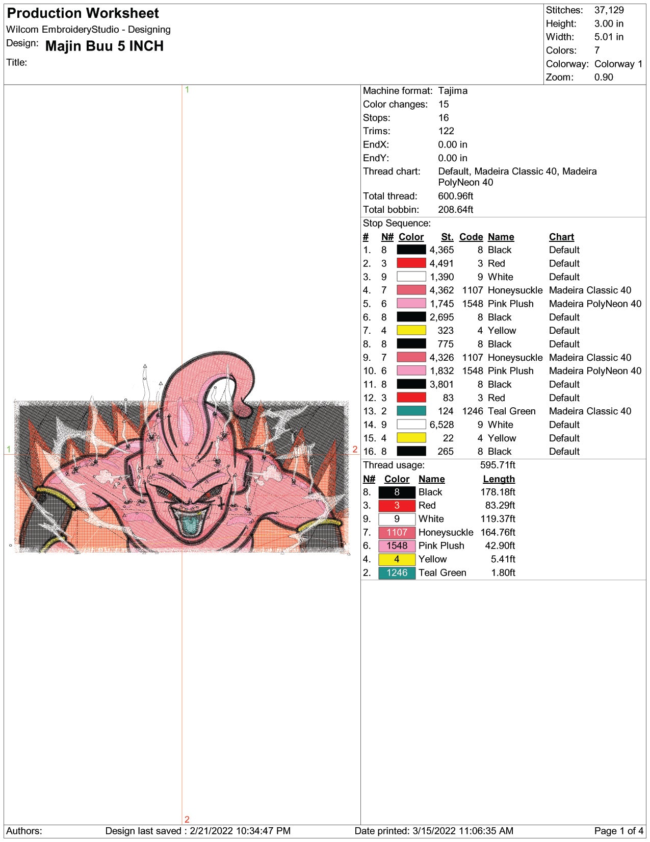 Majin Buu  Embroidery Design Files - 6 Size's