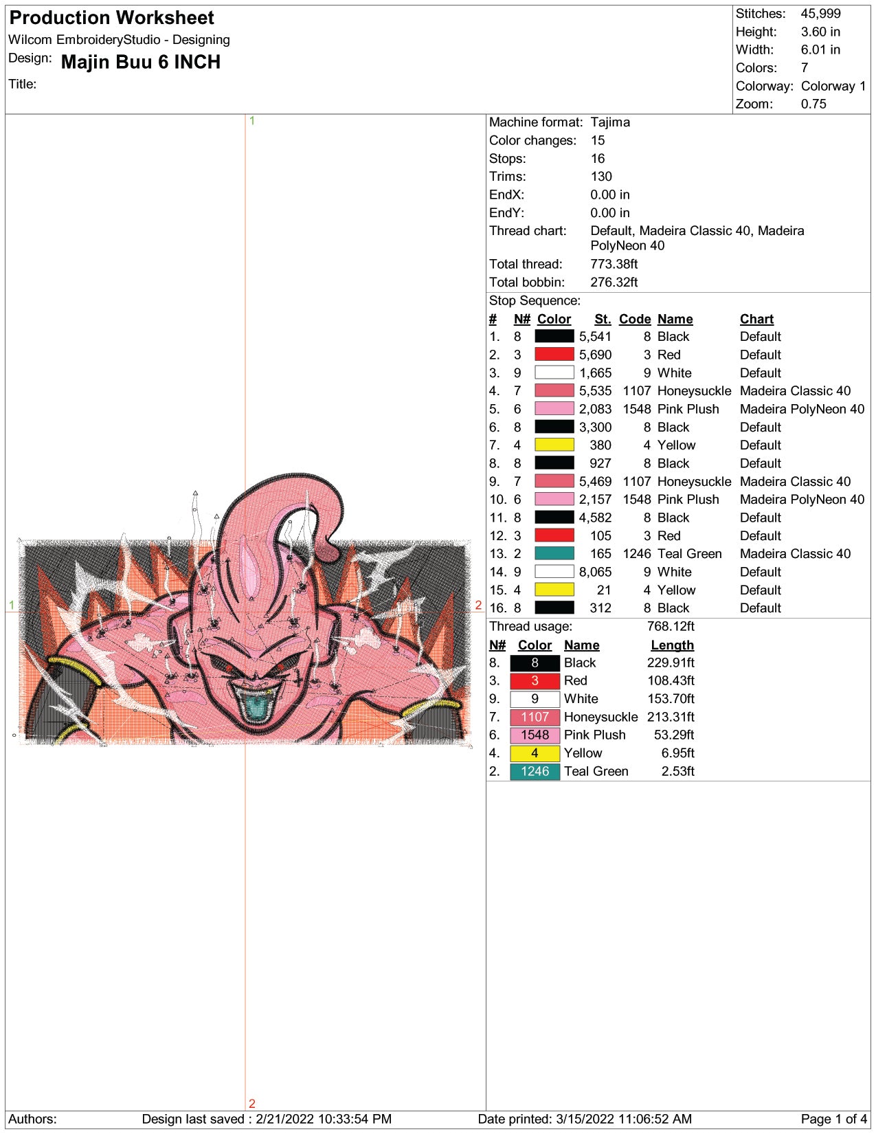 Majin Buu  Embroidery Design Files - 6 Size's