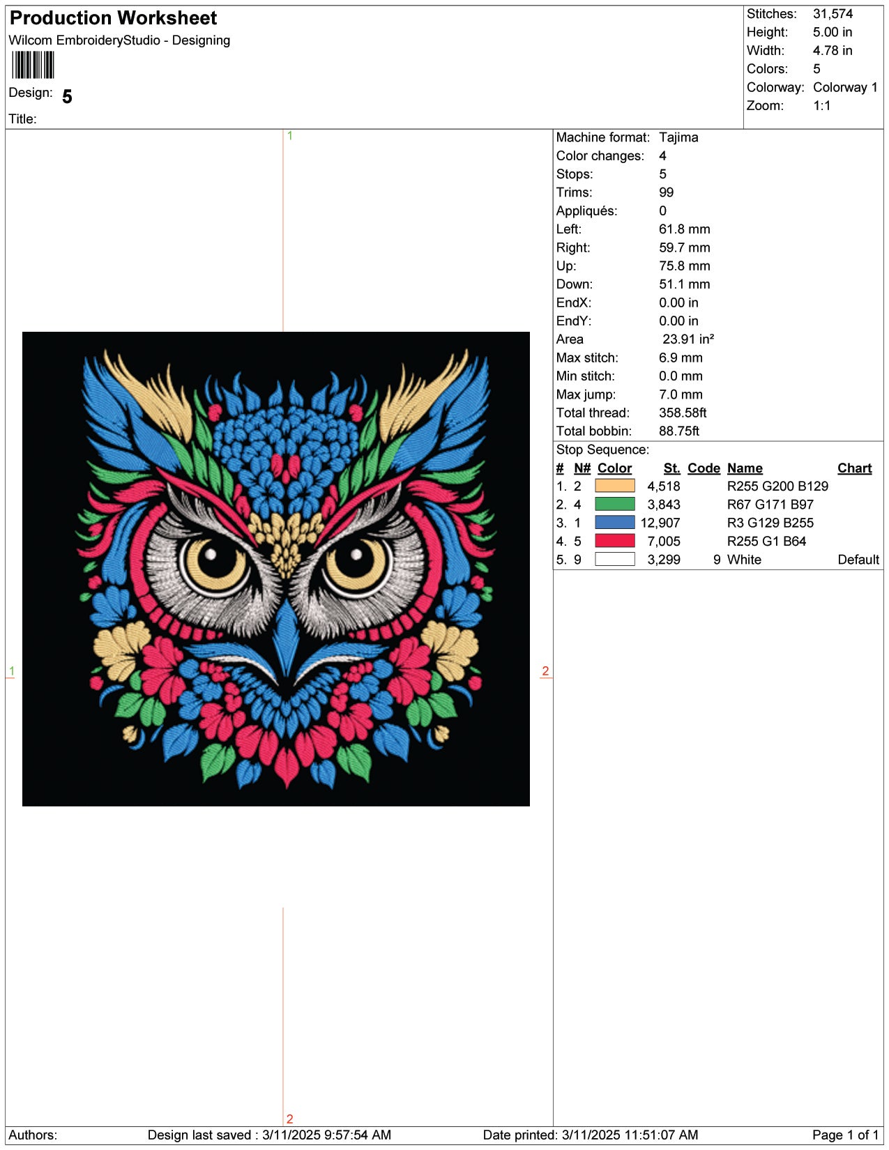 Mandala Owl Embroidery Design Files - 9 Size's