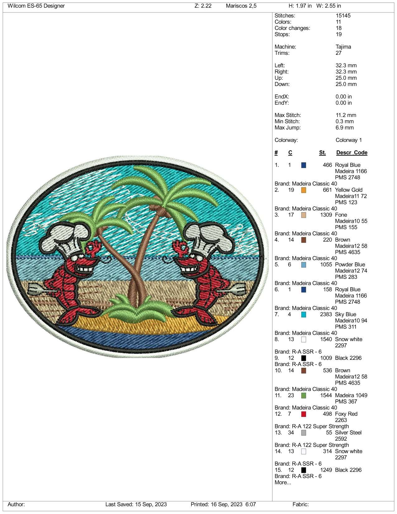 Beach Chef Embroidery Design Files - 3 Size's