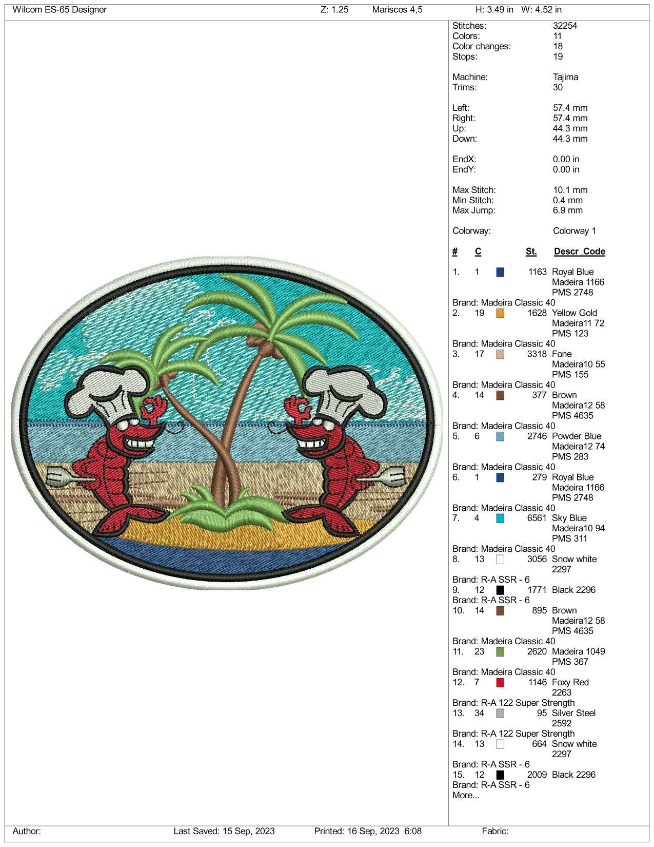 Beach Chef Embroidery Design Files - 3 Size's