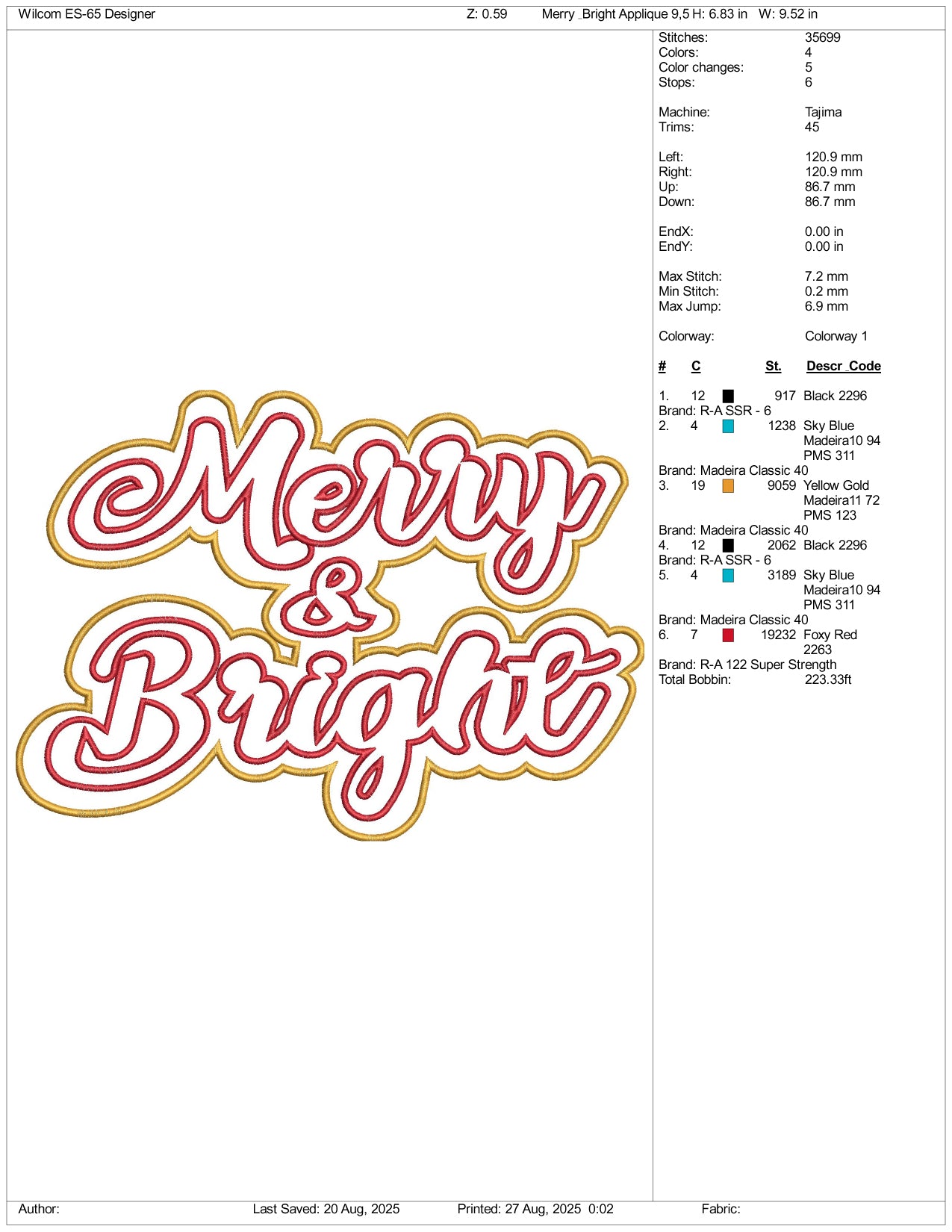 Merry & Bright Applique Embroidery Files - 3 Size's