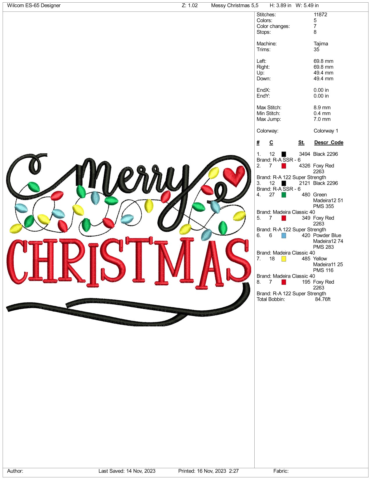 Merry Christmas v4 Embroidery Design Files - 3 Size's