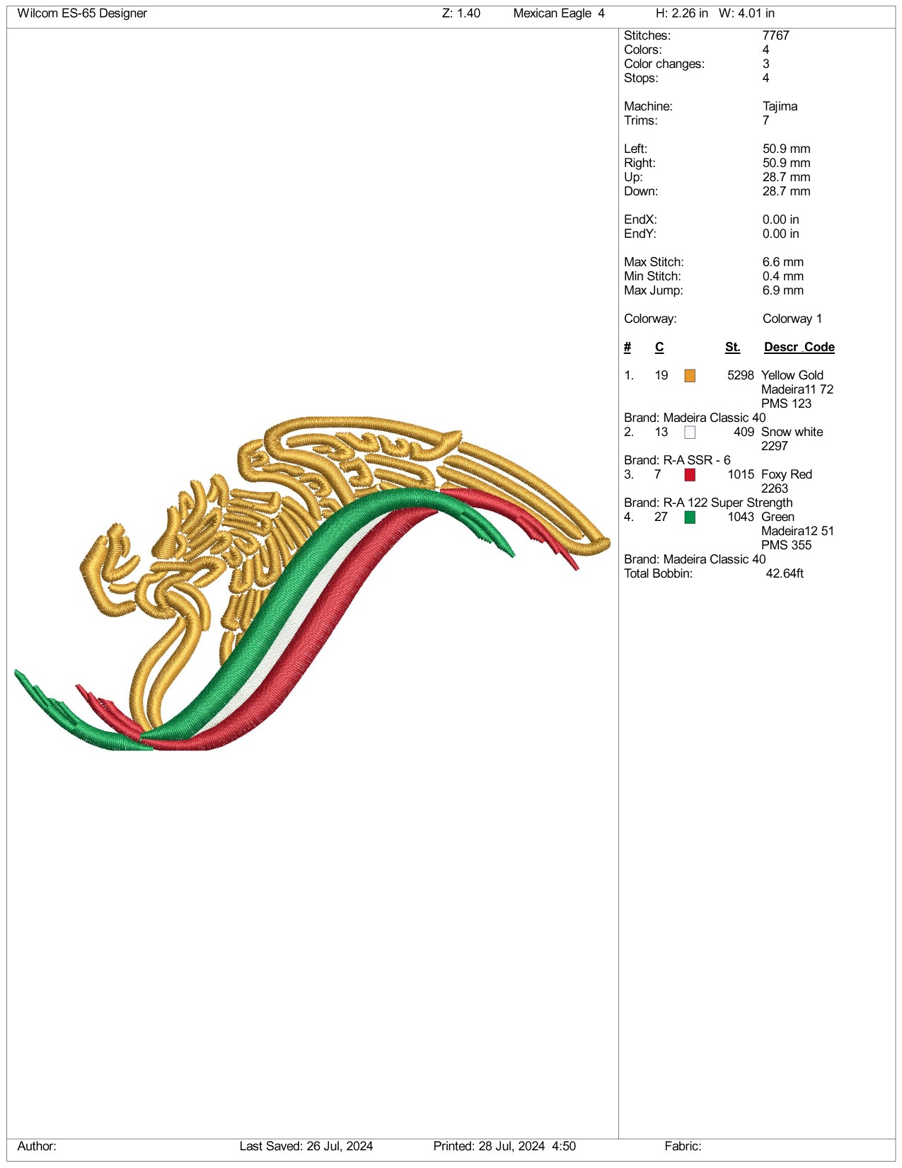 Mexican Logo Embroidery Files - 3 Size's