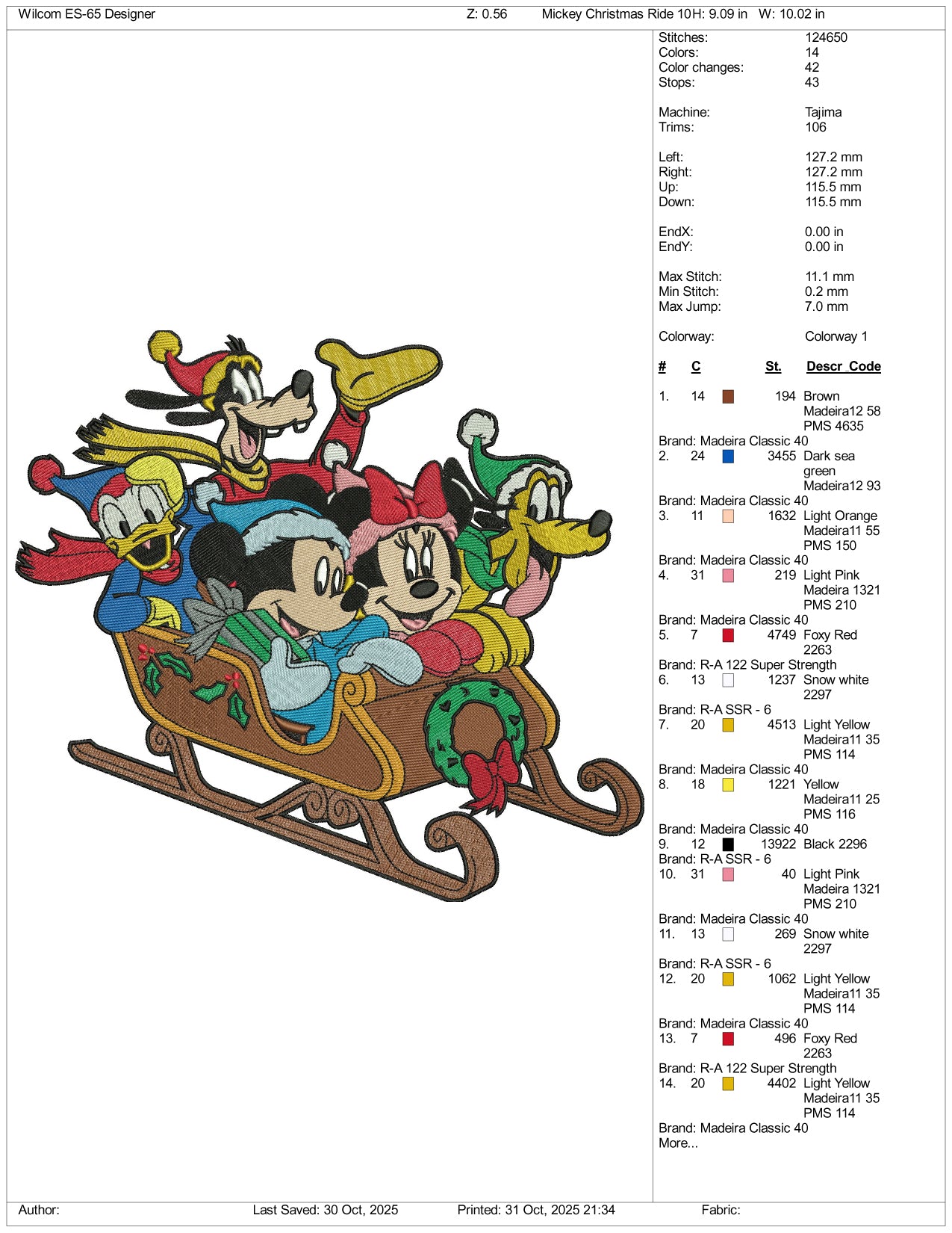 Disney Friends Sleigh Embroidery Design Files - 3 Size's