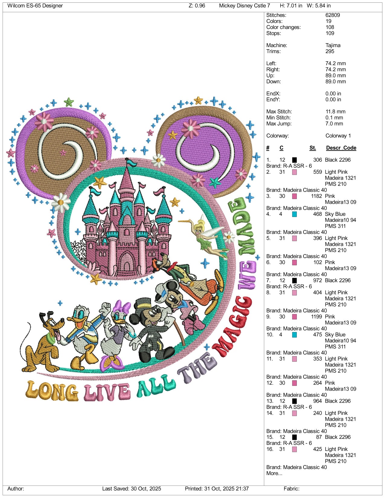 Long Live All The Magic We Made Embroidery Design Files - 3 Size's