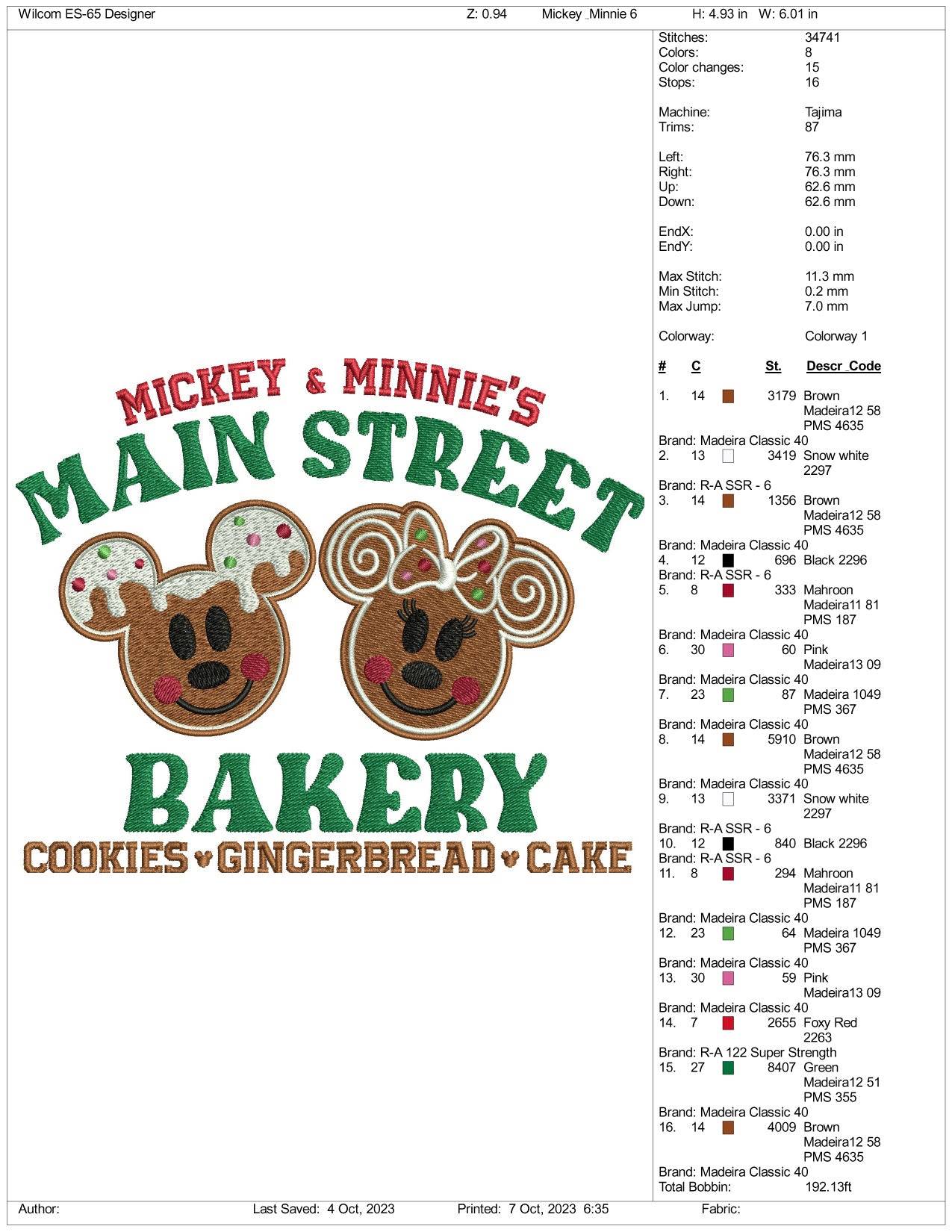Mickey & Minnie Bakery Embroidery Design Files