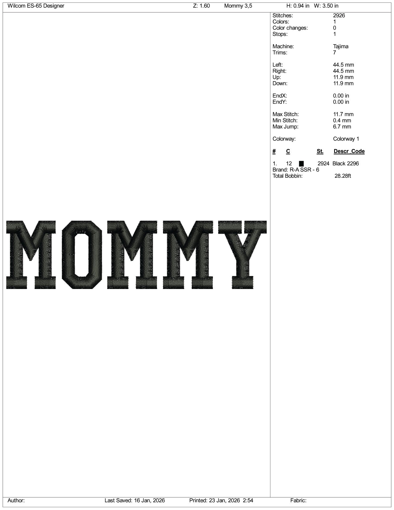 Mommy Embroidery Design Files - 4 Size's