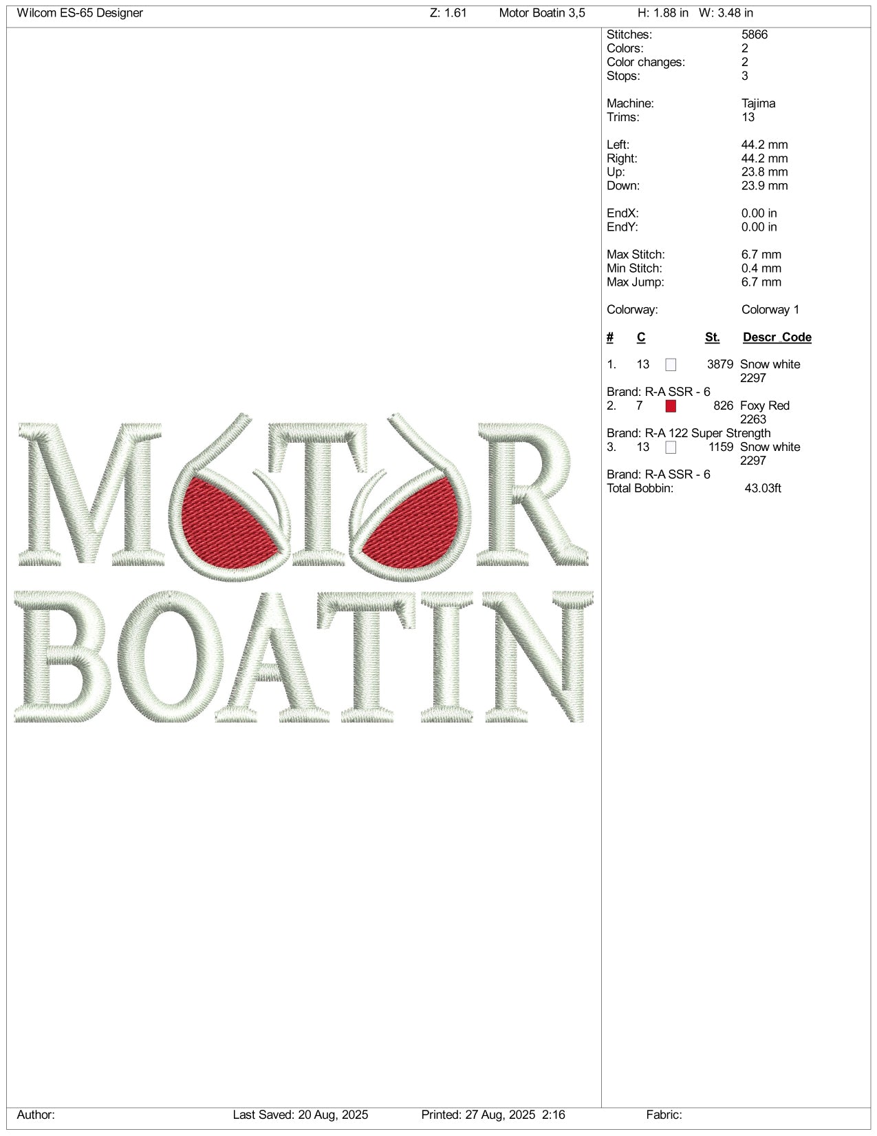 Motor Boatin Embroidery Files - 3 Size's