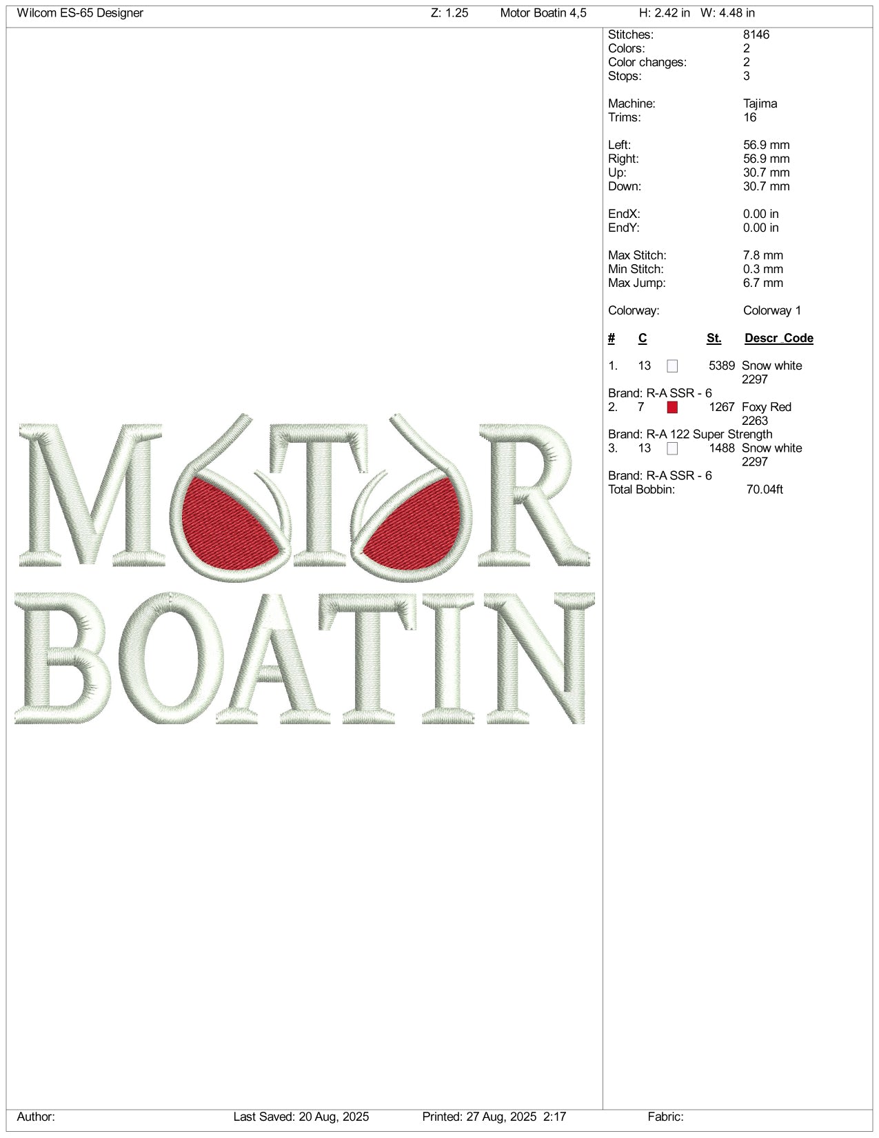 Motor Boatin Embroidery Files - 3 Size's