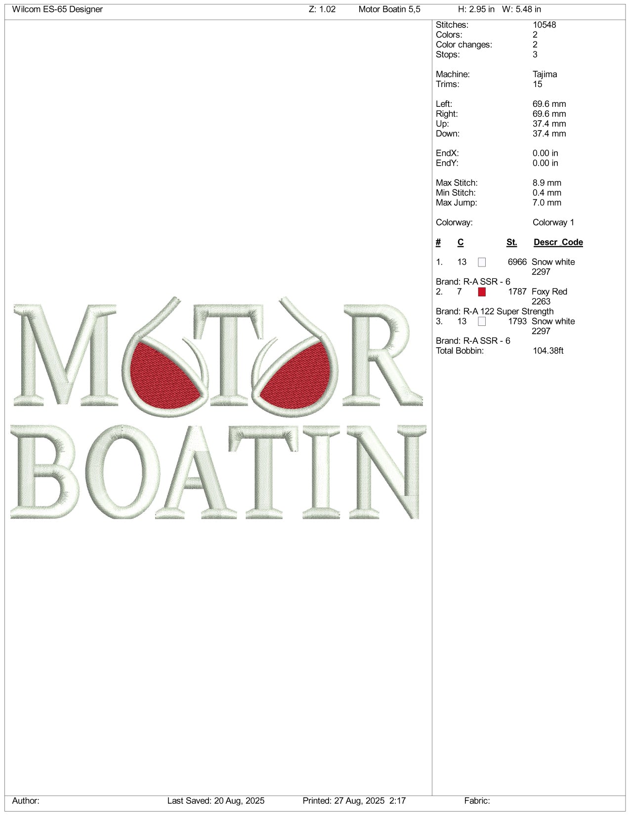 Motor Boatin Embroidery Files - 3 Size's