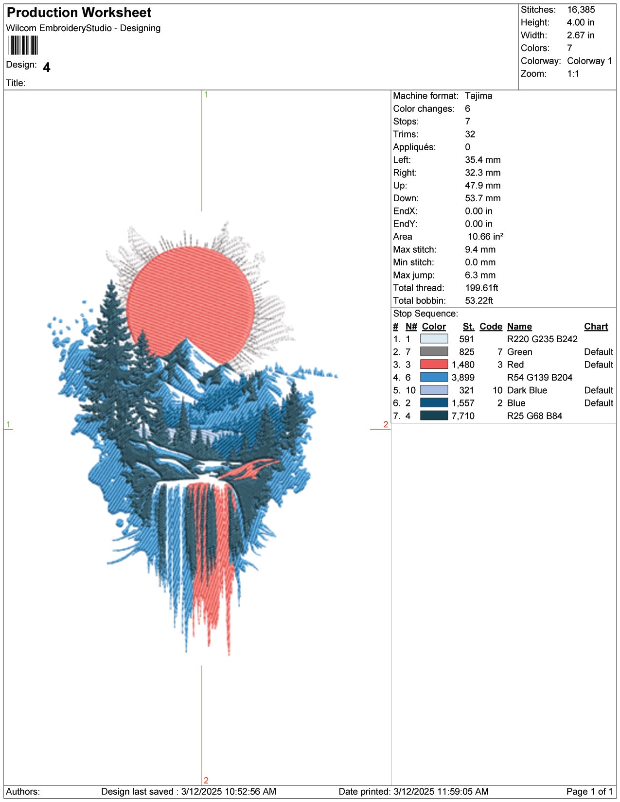Mountain Landscape Embroidery Design Files - 9 Size's