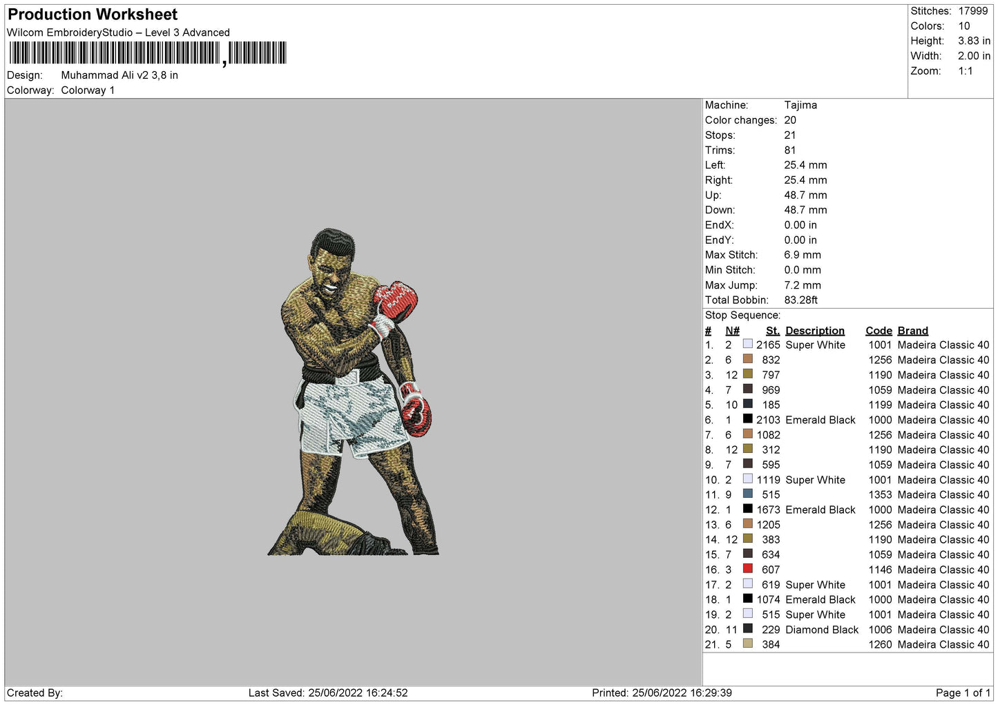 Muhammad Ali Embroidery Design Files - 4 Size's