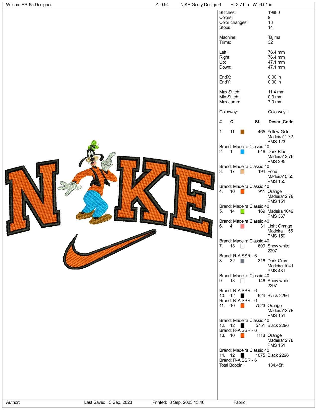 Nike Goofy Embroidery Design Files - 3 Size's