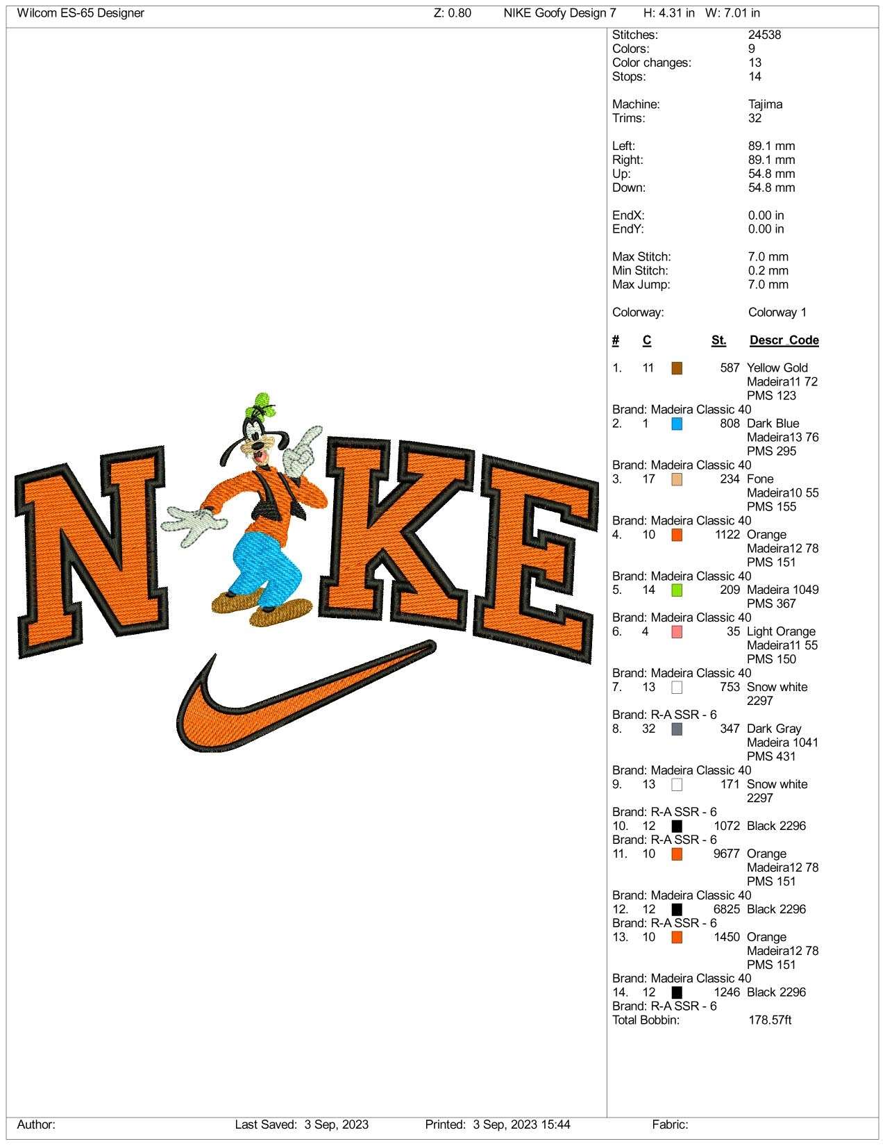 Nike Goofy Embroidery Design Files - 3 Size's