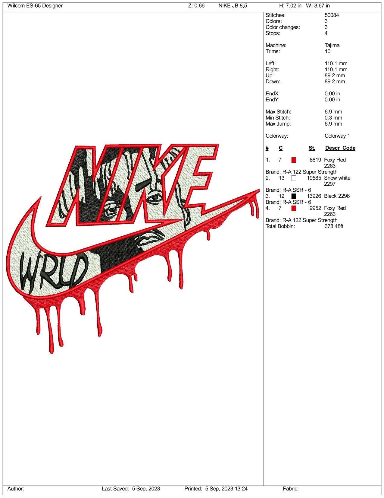 Nike Man Face Embroidery Design Files - 3 Size's