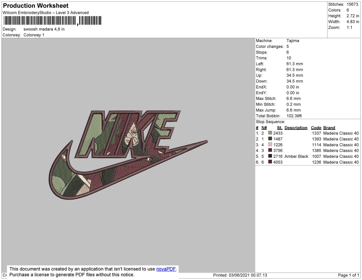 Madara Uchiha Swoosh v2 Embroidery Design Files - 4 Size's