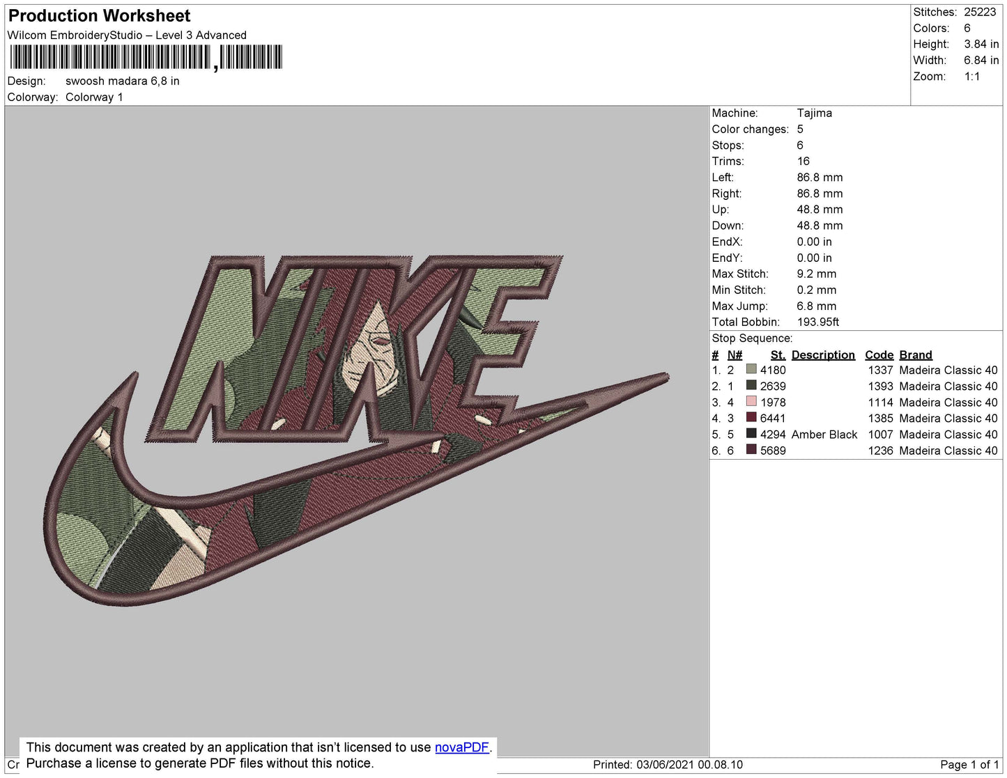 Madara Uchiha Swoosh v2 Embroidery Design Files - 4 Size's