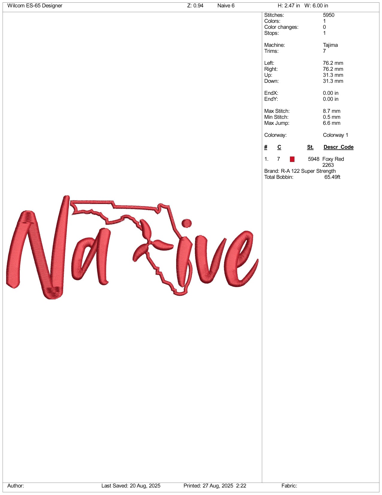 Native Embroidery Files - 3 Size's