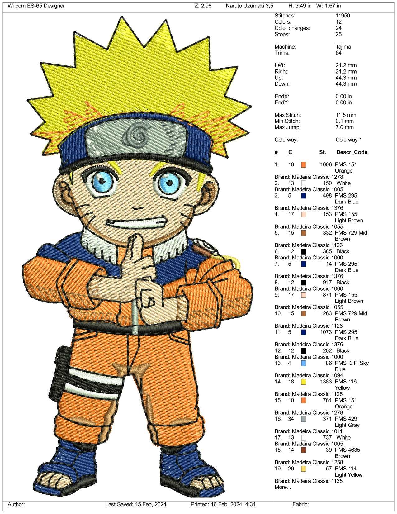 Chibi Naruto Embroidery Design Files - 3 Size's